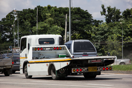 Chiangmai, Thailand -July 13 2021:  Maejo Slide Tow truck for emergency car move. Photo at road no 121 about 8 km from downtown Chiangmai, thailand.のeditorial素材