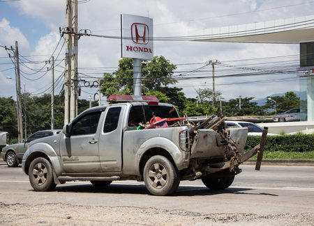 Chiangmai, Thailand -July 13 2021:  Nam Jaruen Tow truck for emergency car move. Photo at road no...