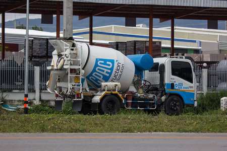 Chiangmai, Thailand - September 15 2021: Concrete truck of CPAC Concrete product company. Photo at road no.121 about 8 km from downtown Chiangmai, thailand.のeditorial素材