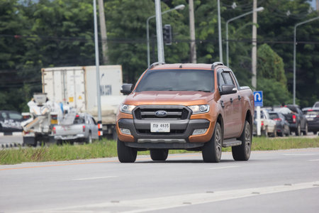 Chiangmai, Thailand - September 15 2021: Private Pickup car, Ford Ranger. On road no.1001, 8 km from...