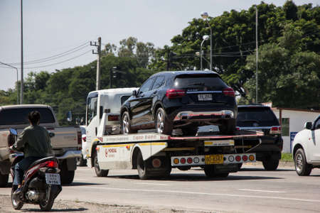 Chiangmai, Thailand - October  6 2021: SR Slide Tow truck for emergency car move. Photo at road no 121 about 8 km from downtown Chiangmai, thailand.のeditorial素材