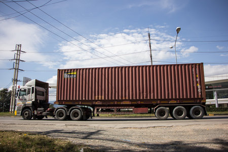 Chiangmai, Thailand - November 24 2021: Truck of Nim See Seng Transport 1988 company. Photo at road...