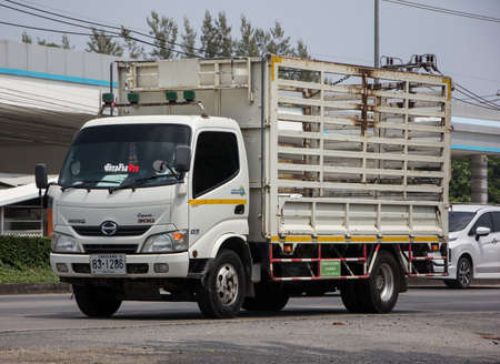 Chiangmai, Thailand - April  21 2022: Private Hino  Cargo Truck. Photo at road no.1001 about 8 km from downtown Chiangmai, thailand.のeditorial素材