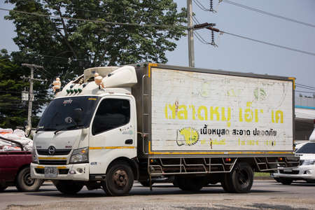 Chiangmai, Thailand - April  21 2022: Private Hino  Cargo Truck. Photo at road no.1001 about 8 km from downtown Chiangmai, thailand.のeditorial素材
