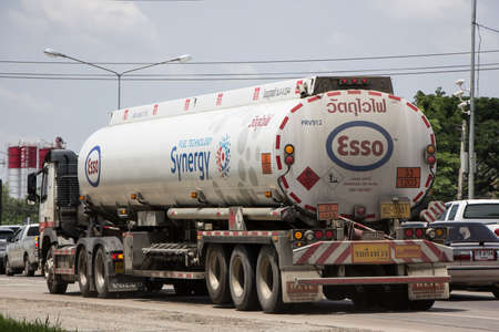 Chiangmai, Thailand - June 13 2022: Oil Truck of Phong Rawee  Oil transport Company. On Truck on road no.1001, 8 km from Chiangmai city.のeditorial素材