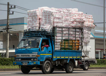 Chiangmai, Thailand - April  21 2022: Toyota Dyna Truck. On road no.1001, 8 km from Chiangmai city.のeditorial素材