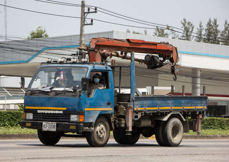 Chiangmai, Thailand - April  21 2022: Private Mitsubishi Super Canter  Cargo Truck.  Photo at road no.121 about 8 km from downtown Chiangmai, thailand.のeditorial素材