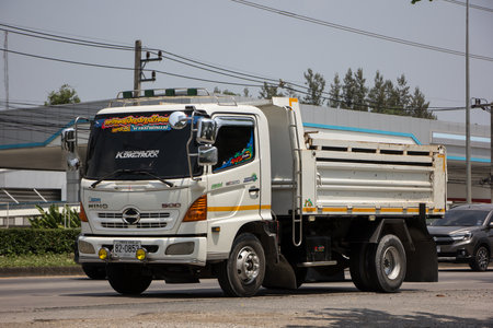 Chiangmai, Thailand - April  21 2022: Private Hino Dump Truck. On road no.1001 8 km from Chiangmai Business Area.のeditorial素材