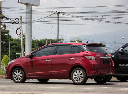 Chiangmai, Thailand - April  21 2022: Private Car toyota Yaris Hatchback Eco Car.  Photo at road no 121 about 8 km from downtown Chiangmai thailand.のeditorial素材