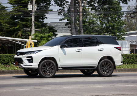 Chiangmai, Thailand - April  22 2022: Private  Toyota Fortuner Suv Car. On road no.1001 8 km from Chiangmai city.のeditorial素材