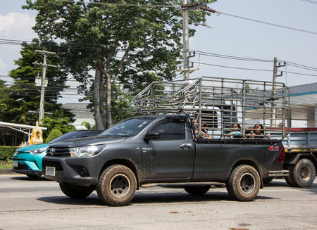Chiangmai, Thailand - April  22 2022:  Private Pickup Truck Car New Toyota Hilux Revo  Rocco. On road no.1001, 8 km from Chiangmai city.のeditorial素材