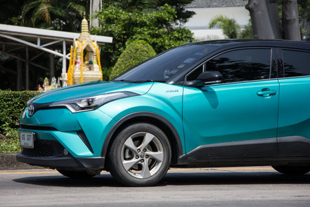 Chiangmai, Thailand - April  22 2022: New Toyota CHR Subcompact Crossover SUV Hybrid Car. Car on road No.121 to Chiangmai City.のeditorial素材