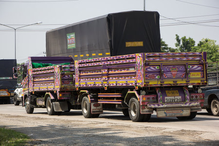 Chiangmai, Thailand - April  22 2022: Private Hino Dump Truck. On road no.1001 8 km from Chiangmai Business Area.のeditorial素材