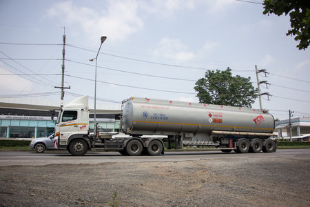 Chiangmai, Thailand - April  21 2022: Oil Truck of TCH Logistic  Oil transport Company. On Truck on road no.1001, 8 km from Chiangmai city.のeditorial素材