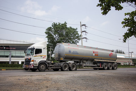 Chiangmai, Thailand - April  21 2022: Oil Truck of TCH Logistic  Oil transport Company. On Truck on road no.1001, 8 km from Chiangmai city.のeditorial素材