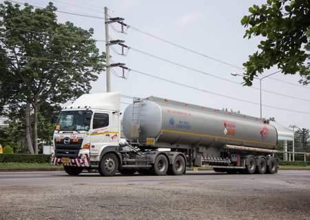 Chiangmai, Thailand - April  21 2022: Oil Truck of TCH Logistic  Oil transport Company. On Truck on road no.1001, 8 km from Chiangmai city.のeditorial素材