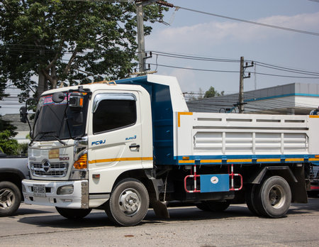 Chiangmai, Thailand - April  22 2022: Private Hino Dump Truck. On road no.1001 8 km from Chiangmai Business Area.のeditorial素材