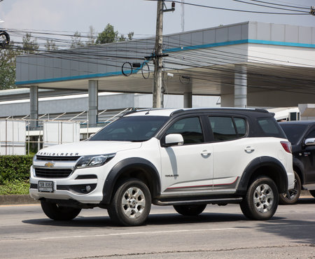 Chiangmai, Thailand - April  21 2022: Private SUV car, Chevrolet Trailblazer. On road no.1001, 8 km from Chiangmai city.のeditorial素材