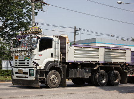 Chiangmai, Thailand - April  21 2022: Private Isuzu Dump Truck. On road no.1001 8 km from Chiangmai Business Area.のeditorial素材