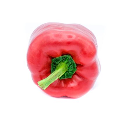 Fresh vegetables Three sweet Red, Yellow, Green Peppers isolated on white background.の写真素材