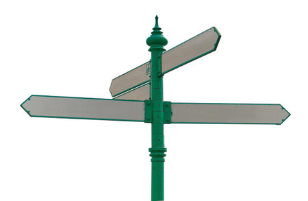 Crossroad signpost in Thailand  isolated on white