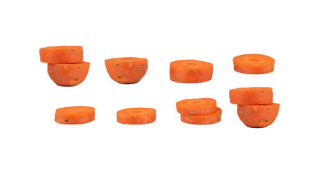 Carrots taken at various angles combined into a single image, isolated on white background, clipping path.の写真素材