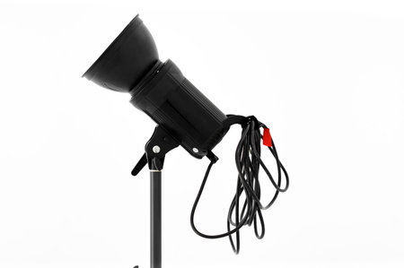 Studio lights and flash bulbs are available separately on white background. Photography equipment...