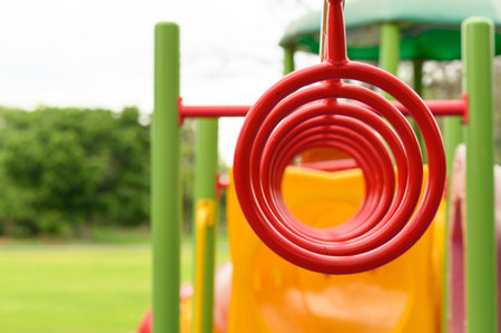 Playground for children and exercise equipment in the park.