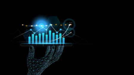 Money businessman touch virtual screen screen displaying a crypto currency featuring stock tickers...
