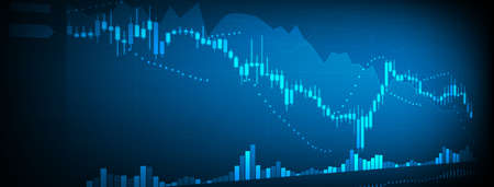 Stock market data candlesticks are indicators of the rising stocks on the background of high-tech technology finance. technology communication concept.の写真素材