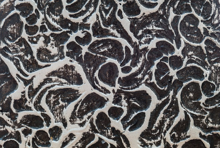 Closeup old painted black cement wall texture background