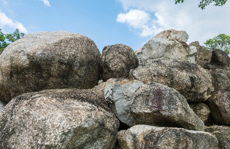 Closeup group of big rock for decorate in the garden texture backgroundの写真素材