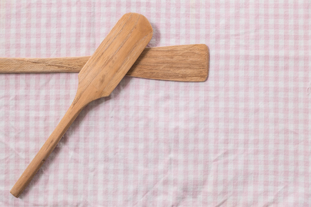 Small paddle for cooking sweet tablecloth backgroundの写真素材