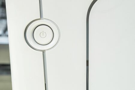 Closeup power button at the printer backgroundの写真素材
