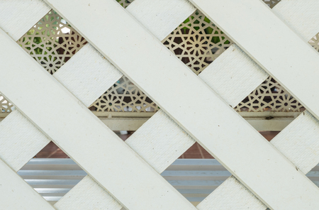 Closeup at white wood fence backgroundの写真素材