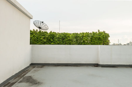 Terrace at the building backgroundの写真素材