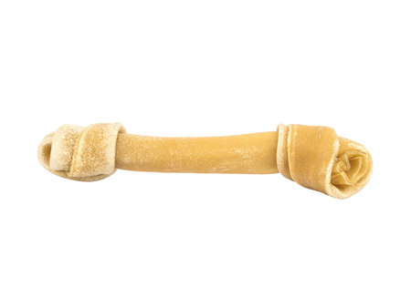 Closeup artificial bone , dog toy for dog gnaw isolated on white backgroundの写真素材