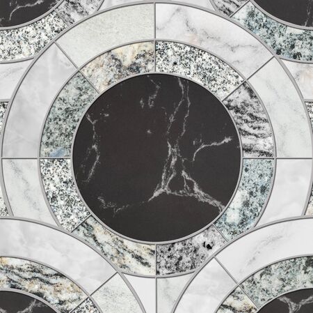 Closeup surface tile circle pattern by mix of color marble stone floor texture backgroundの写真素材