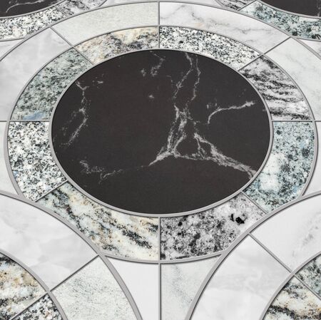 Closeup surface tile circle pattern by mix of color marble stone floor texture backgroundの写真素材