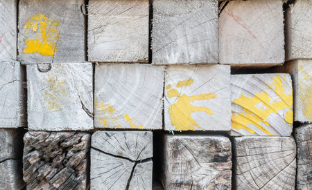 Closeup wood pattern at the pile of old wood timber textured background