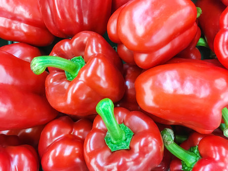 Closeup surface pile of green bell pepper or sweet pepper textured background