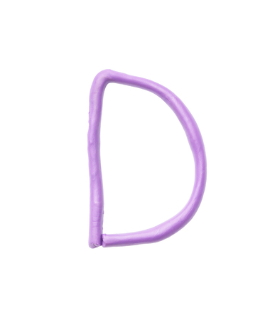 Closeup purple plasticine for kid in D alphabet isolated on white backgroundの写真素材