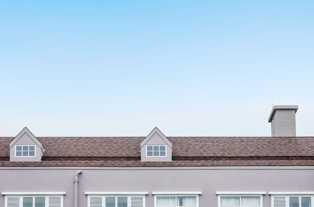 Closeup roof of building with copy space at blue sky backgroundの写真素材