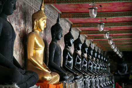 Golden Holy Statue of Buddhaの写真素材