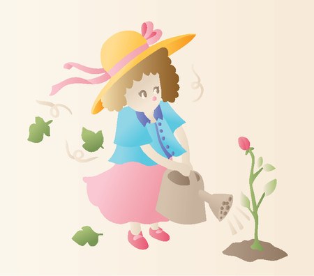 Gardening Girl (Vector)のイラスト素材