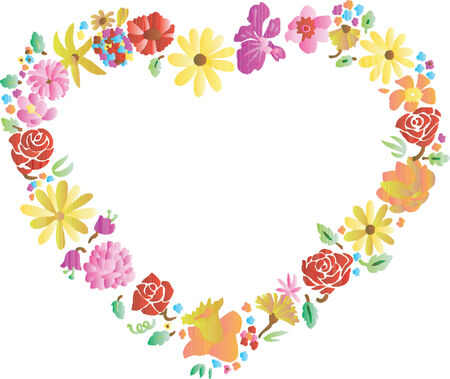 Valentine Heart Flower Frame (Vector)のイラスト素材