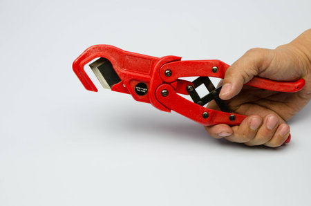 Hose cutter can cut plastic,pvc ,silicone or rubber hose,gas,tubes, pipes in household,farms and gardens の写真素材