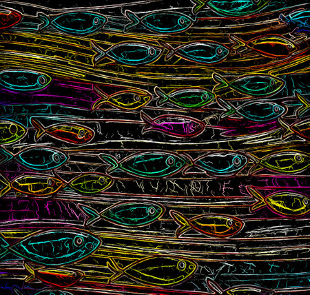 The Mesmerizing Tapestry of Intricate Patterns A Kaleidoscope of Line based Background Art generative ai illustrationの素材