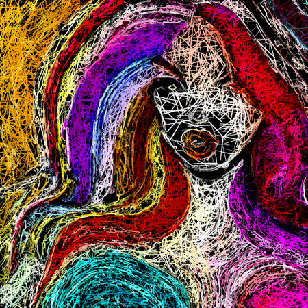 The Artistic Reverie of Women Fashion Exploring the Intricate Line based Masterpieces in the World of Style generative ai illustrationの素材
