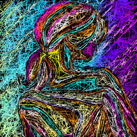 The Artistic Reverie of Women Fashion Exploring the Intricate Line based Masterpieces in the World of Style generative ai illustrationの素材